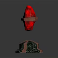 Elegant Decorative Ornament Set With Red Gemstone Top And Green Marble Patterned Base