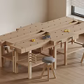 Wooden Workbench With Tools Stools And Craft Supplies For DIY Activities