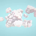 White Cloud Like Foam Clusters On Light Blue Background Art Design 3d model