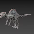 Realistic Spinosaurus 3D Model With Large Sail Back And Open Mouth On Blue Background