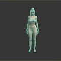 Woman in Gray Sports Bra and Beige Leggings Standing Barefoot on Reflective Floor