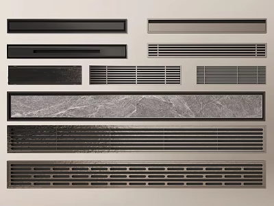 Different Decorative Panel Trim Styles With Textured Grid And Marble Pattern Finishes 3d model