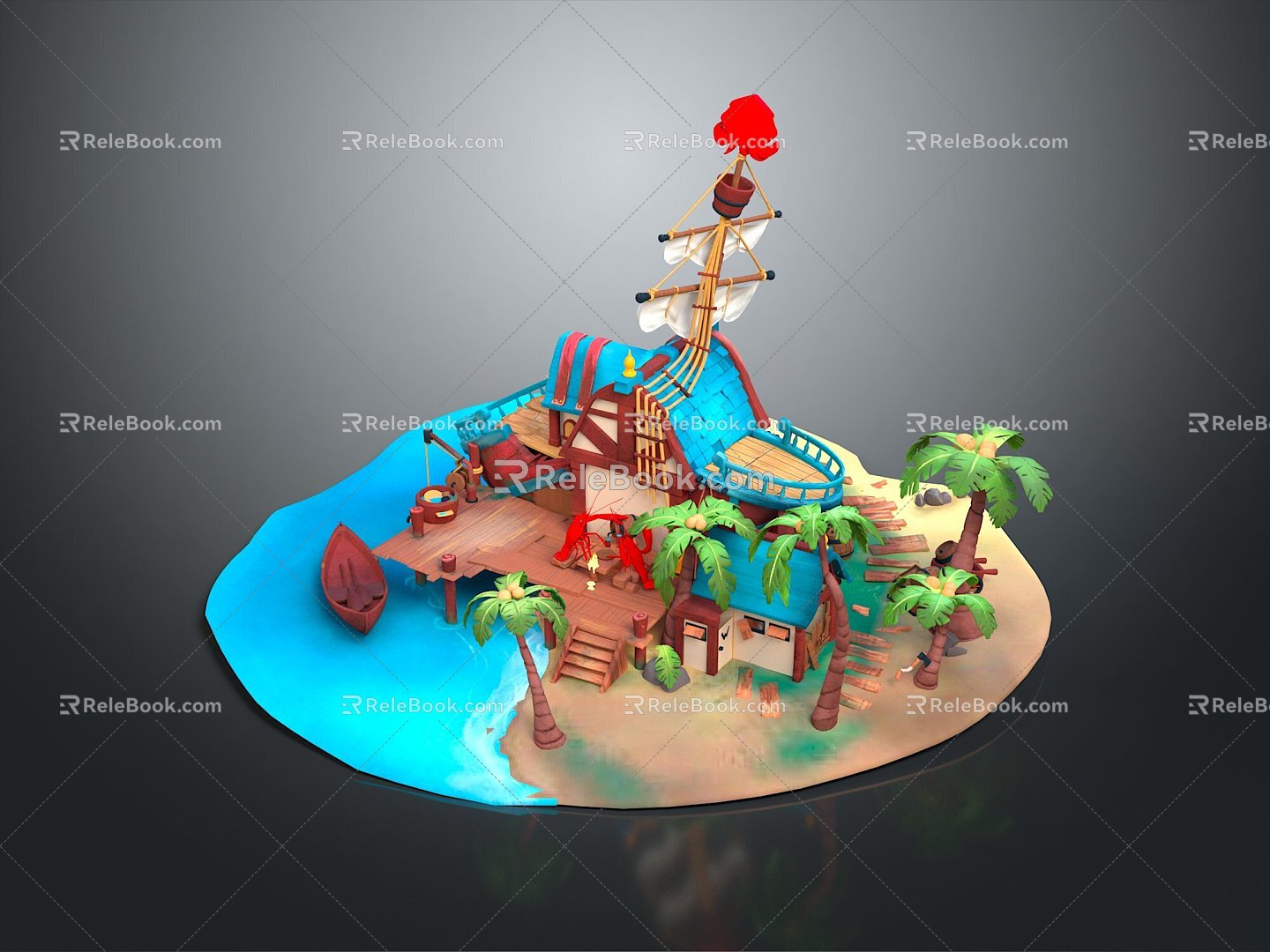 Holiday Paradise Holiday Island Sea House Seaside Cottage Seaside Wooden House Holiday Island Island Island 3d model