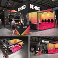 NHSD Exhibition Booth Modern Design With People Visiting Display Shelves And Lighting