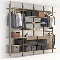 Modern Design Metal Clothes Rack With Open Shelves Drawers And Storage Bags