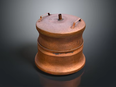 Rustic Copper Daily Household Container With Lid Handles And Vintage Design 3d model
