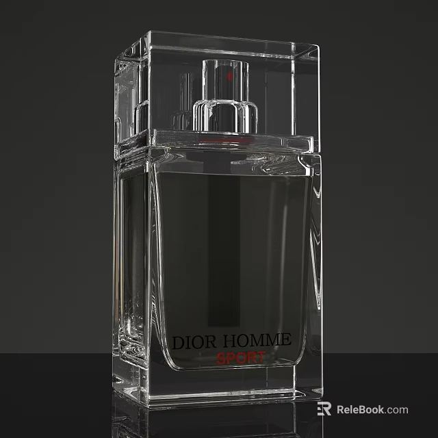 Stylish Dior Homme Sport Perfume With Transparent Square Glass Bottle Design 3d model 