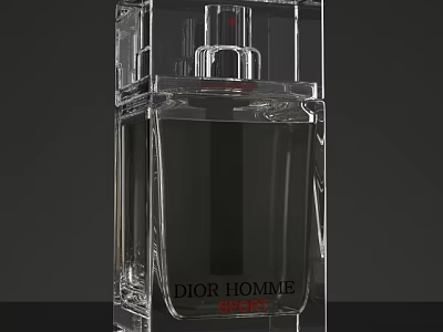 Stylish Dior Homme Sport Perfume With Transparent Square Glass Bottle Design 3d model