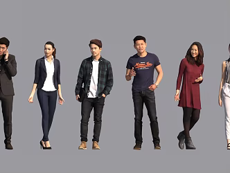 People, Chinese, Asian, Japanese, Korean, East Asian characters, yellow people 3d model