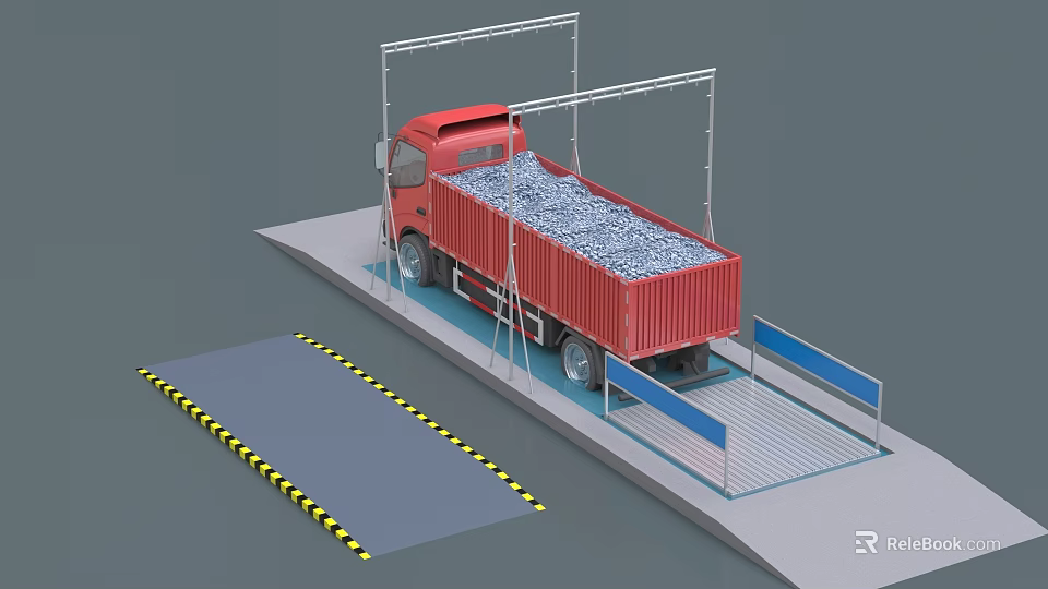 Industrial Truck Loading Equipment with Cargo Transport Platform and Metal Frame Structure 3d model 