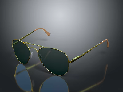 Classic Aviator Sunglasses With Golden Frame And Dark Lenses For Daily Use 3d model