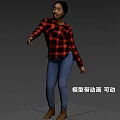 Woman In Red And Black Plaid Shirt And Blue Jeans Gesturing With Hands