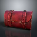 Red Leather Daily Use Storage Bag With Metal Buckles Rolled Design For Organizing Daily Essentials
