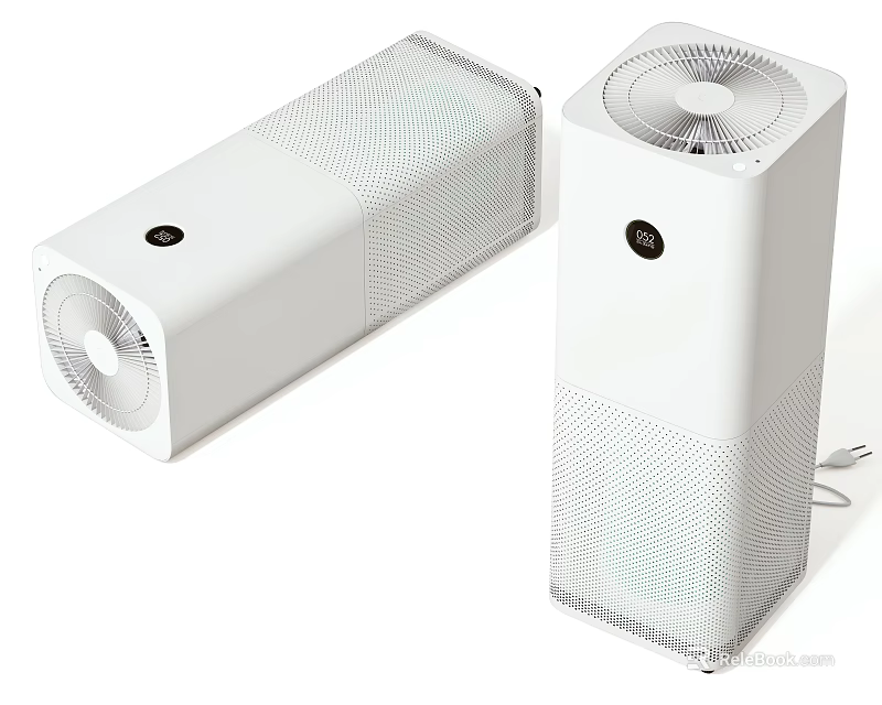 Two White Home Air Purifiers With Modern Design And Different Styles For Daily Use 3d model 