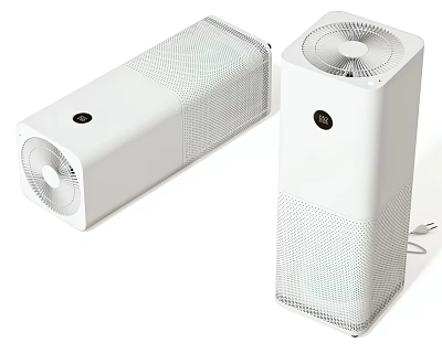 Two White Home Air Purifiers With Modern Design And Different Styles For Daily Use 3d model