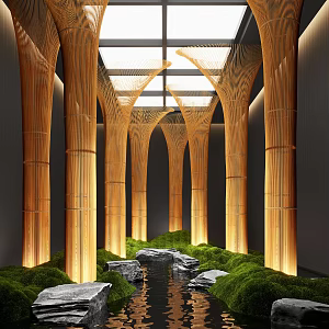 Modern Plant Landscape Device Bryophytes Indoor Landscape Stone 3d model