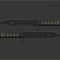Tactical Military Style Knives with Serrated Blades Green Black Striped Handles and Reflective Surface