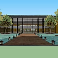 Urban Modern Commercial Street Design With Waterfront Greenery Open Spaces And Pedestrian Areas
