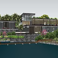 Modern Lakeside Villa Architecture With Glass Facade Surrounded By Trees And Waterfront View