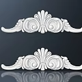 Intricate White Classical Carvings with Symmetrical Scroll Shell Patterns as Decorative Ornaments 3d model