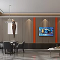 Modern Hotel Mahjong Room Interior With Tables Chairs TV And Decorative Elements