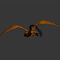 Orange Dragon Game Movie Character With Muscular Body Horns And Wings