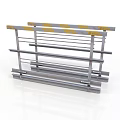 Metal Safety Guardrail With Yellow Gray Stripes And Multiple Horizontal Bars