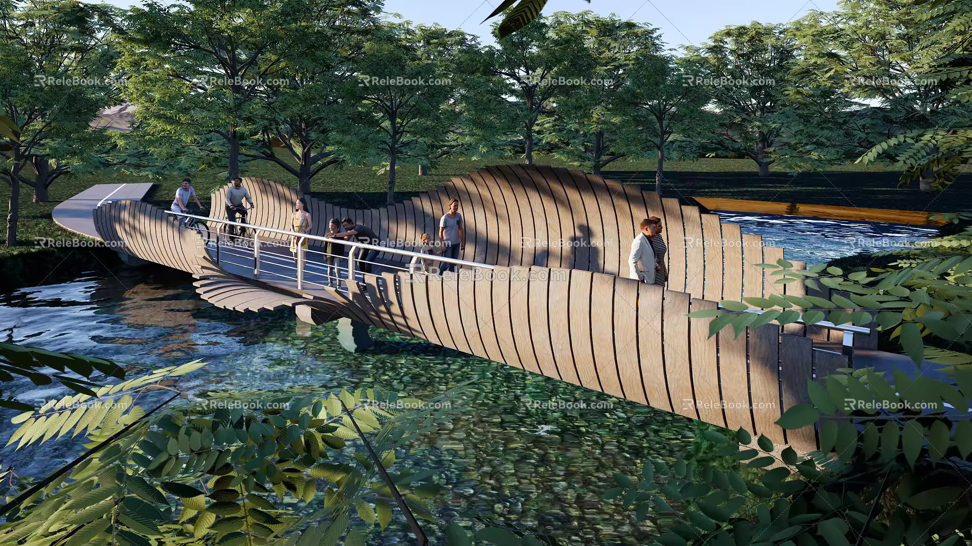 Modern Bridge Curve Special-shaped Landscape Bridge 3d model