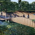 Modern Bridge Curve Special-shaped Landscape Bridge 3d model