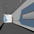 Modern Exhibition Hall Interior With White Blue Design Sleek Floor And Large Screen