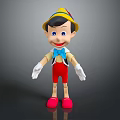 Pinocchio Animated Character With Yellow Hat Blue Bow Tie Red Pants And Red Shoes