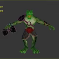 Crocodile Headed Monster 3D Model With Open Mouth Armor And Weapon
