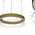 Modern Circular Chandelier With White Spiky Decorations Metallic Frame And LED Lighting