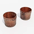 Two Vintage Wooden Buckets With Rustic Design For Home Decor And Storage