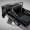 Black Classic Pickup Truck With Open Door Interior Seats And Alloy Wheels