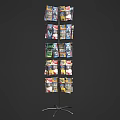 Rotating Magazine Rack Neatly Displaying Various Colorful Cover Magazines 3d model