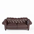 Brown Leather Tufted Two Seater Sofa With Rolled Arms Design 3d model