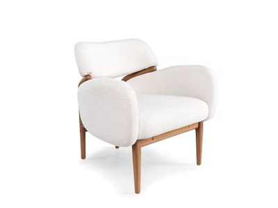 Stylish Modern White Upholstered Leisure Chair With Wooden Frame And Comfortable Armrests 3d model