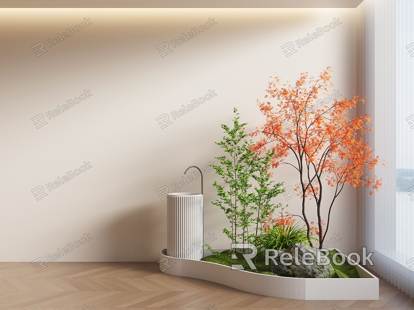 Balcony landscape bonsai landscape sketch terrace landscape model