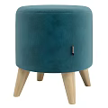 Round Upholstered Storage Stool With Wooden Legs And Multiple Colors For Living Room