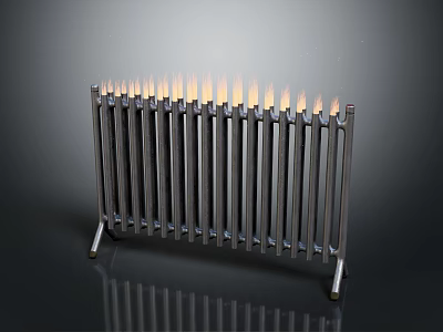 Black Metal Radiator with Realistic Flame Effect for Home Heating Daily Household Appliance 3d model
