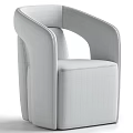Modern Light Gray Upholstered Accent Chair With Curved Armrest And Comfortable Seat
