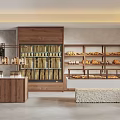 Modern Dessert Shop Interior With Display Cases And Wooden Furniture