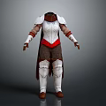 Detailed White And Red Medieval Fantasy Armor 3D Character Costume Design