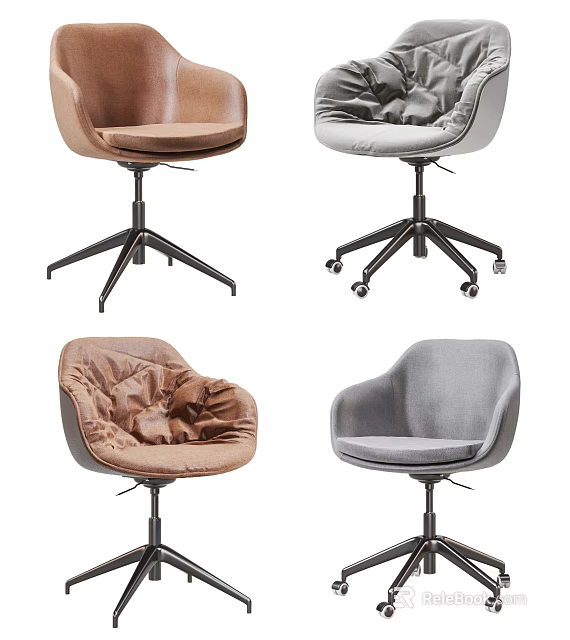 Modern Office Chairs With Various Designs And Comfortable Upholstery Materials 3d model 