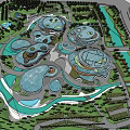 Modern Museum Buildings with Circular Design Surrounded by Greenery and Water Features