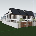 Modern townhouse architecture 3d model