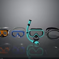 Various Colorful Snorkel Masks With Blue Snorkel Tube For Diving Gear