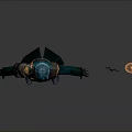 3D Character Model With Teal Hair Ornamental Outfit And Two Swords Sheathed Unsheathed