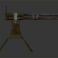 Vintage Rustic Machine Gun With Tripod Stand Old Fashioned Weapon 3d model